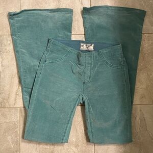 Free People Teal Corduroy Flare pull on Bell bottom